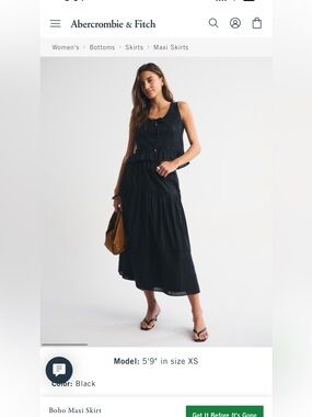 Abercrombie & Fitch Black Tiered Boho Maxi Skirt